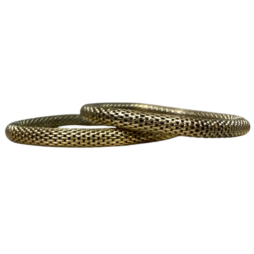 Gold Tone Mesh Snake Bangle Bracelets Stretch Stacking Fashion Jewelry Size 7